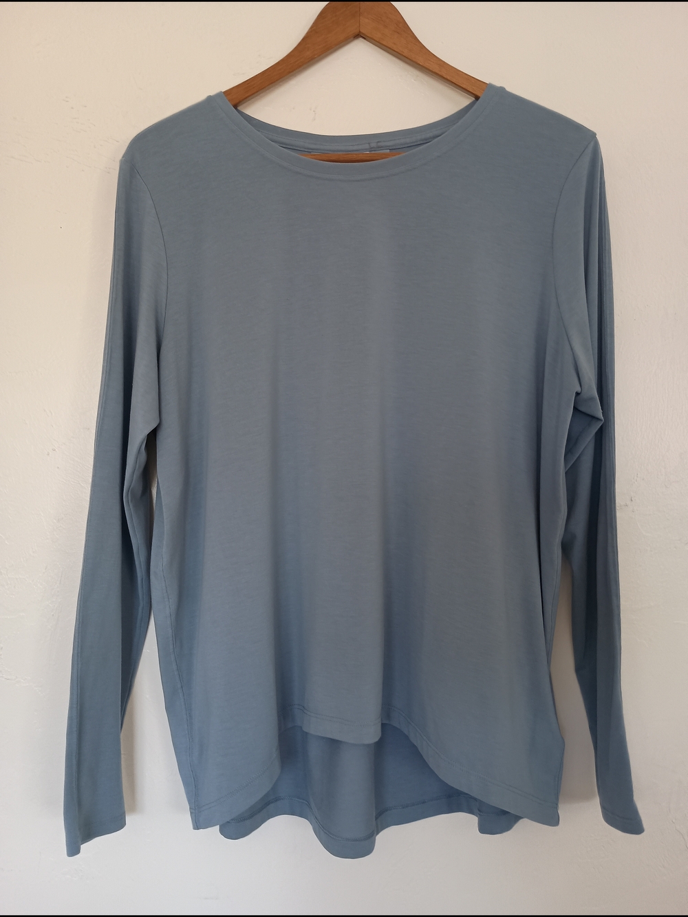 Athleta Relaxed Long-Sleeve Crew Top in Dusty Blue-Grey